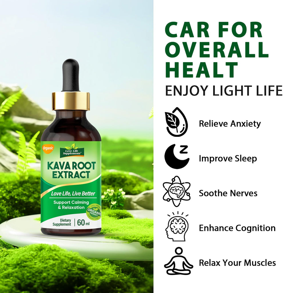 Kava Kava Root Extract Drops for Sleep – High Concentration, Vegan & Non-GMO | 2 fl oz