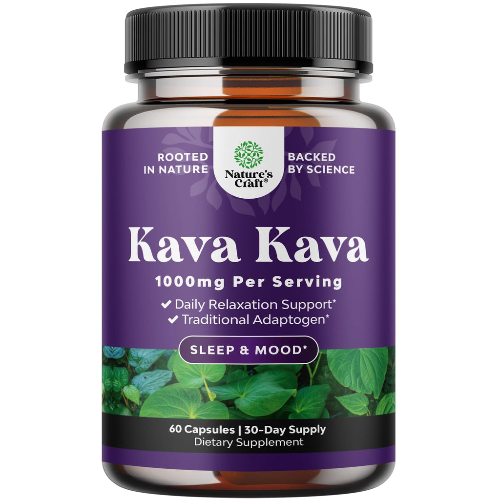 Kava Kava Root Extract 1000mg – Fast Acting Calm, Mood Support & Sleep | 30 Servings