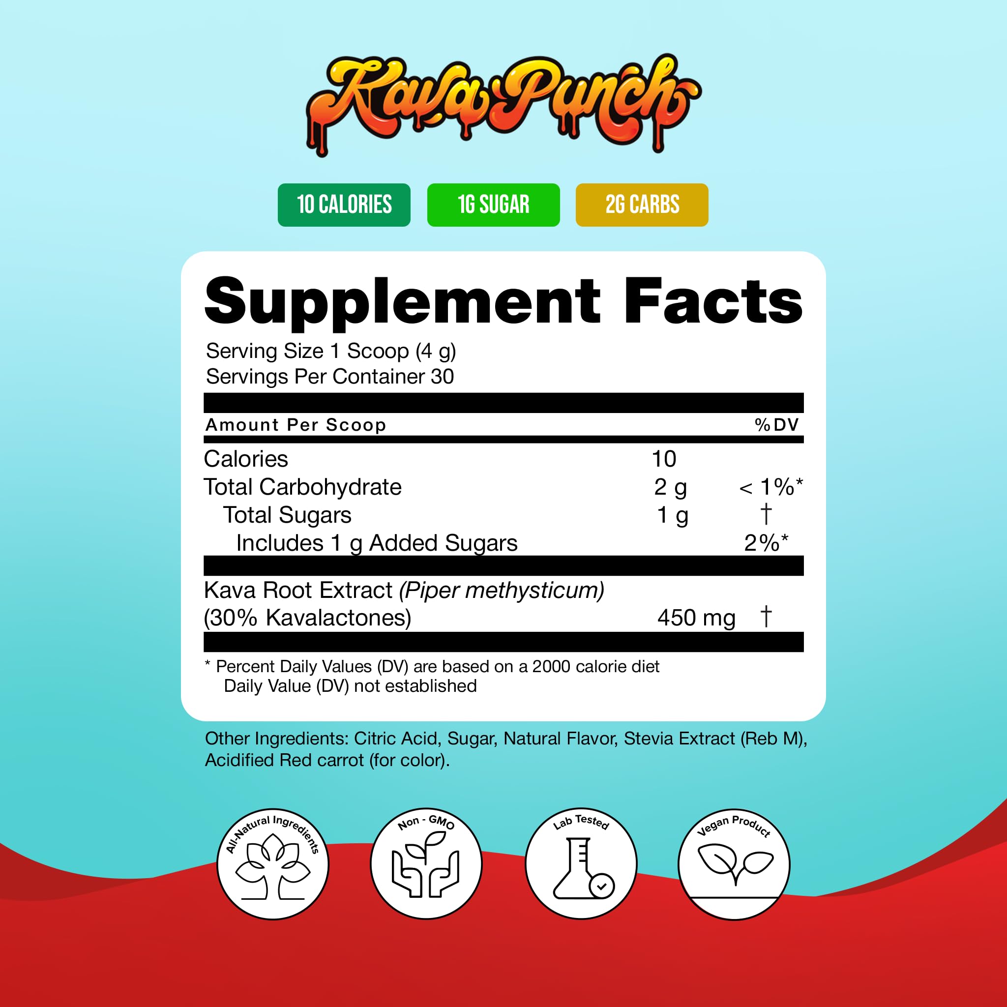 KAVA PUNCH Relaxation Powder – 30 Servings, Premium Kava Kava Extract, Non-Alcoholic Drink Mix