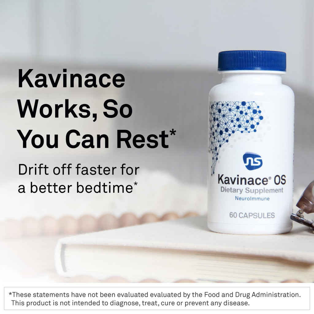 NeuroScience Kavinace OS Calm Sleep Aid with L-Theanine & 5 mg Melatonin – 60 Capsules
