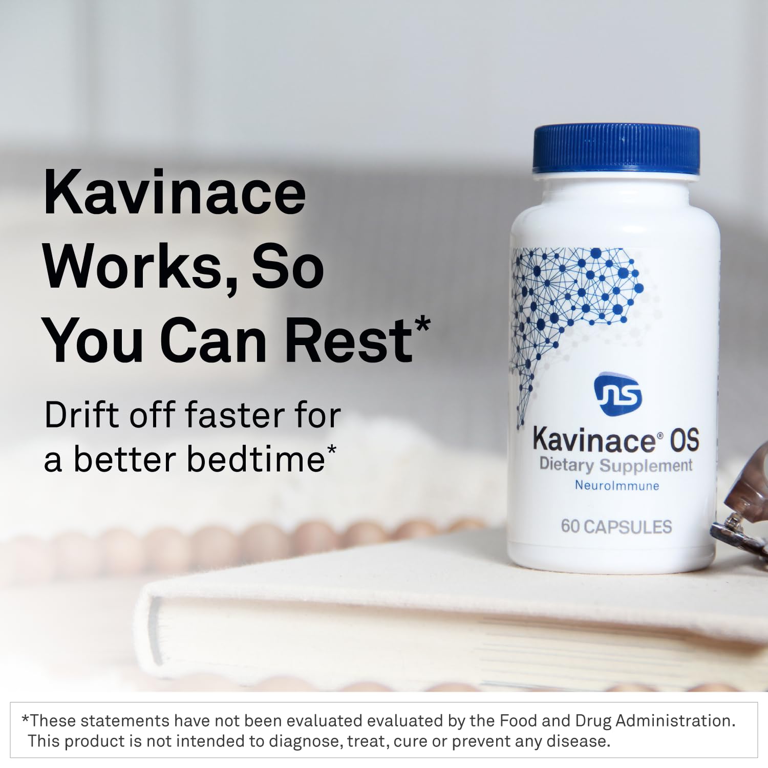NeuroScience Kavinace OS Calm Sleep Aid with L-Theanine & 5 mg Melatonin – 60 Capsules