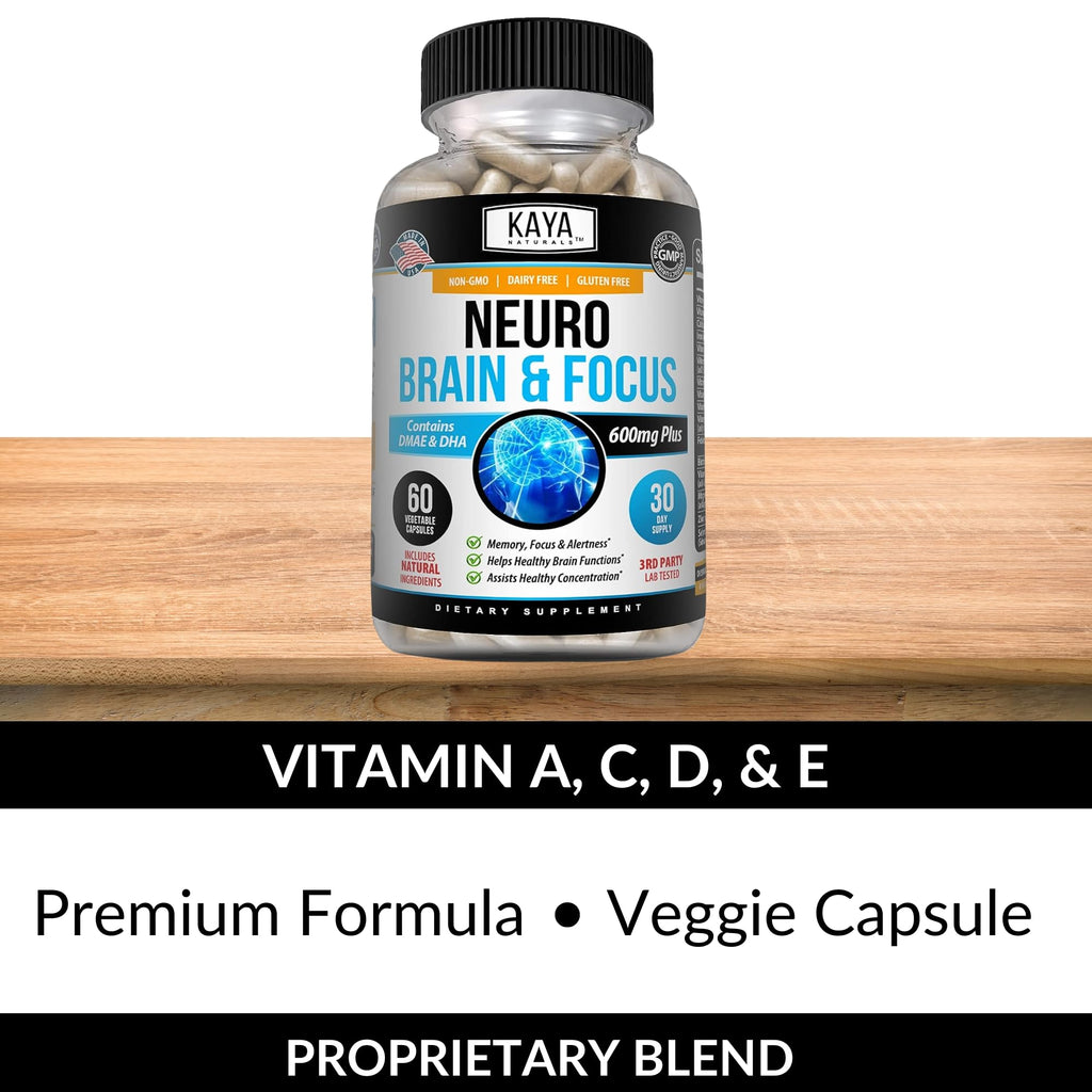 Kaya Naturals Neuro Brain – Nootropic Capsule for Memory & Focus (60 Count, Pack of 2)