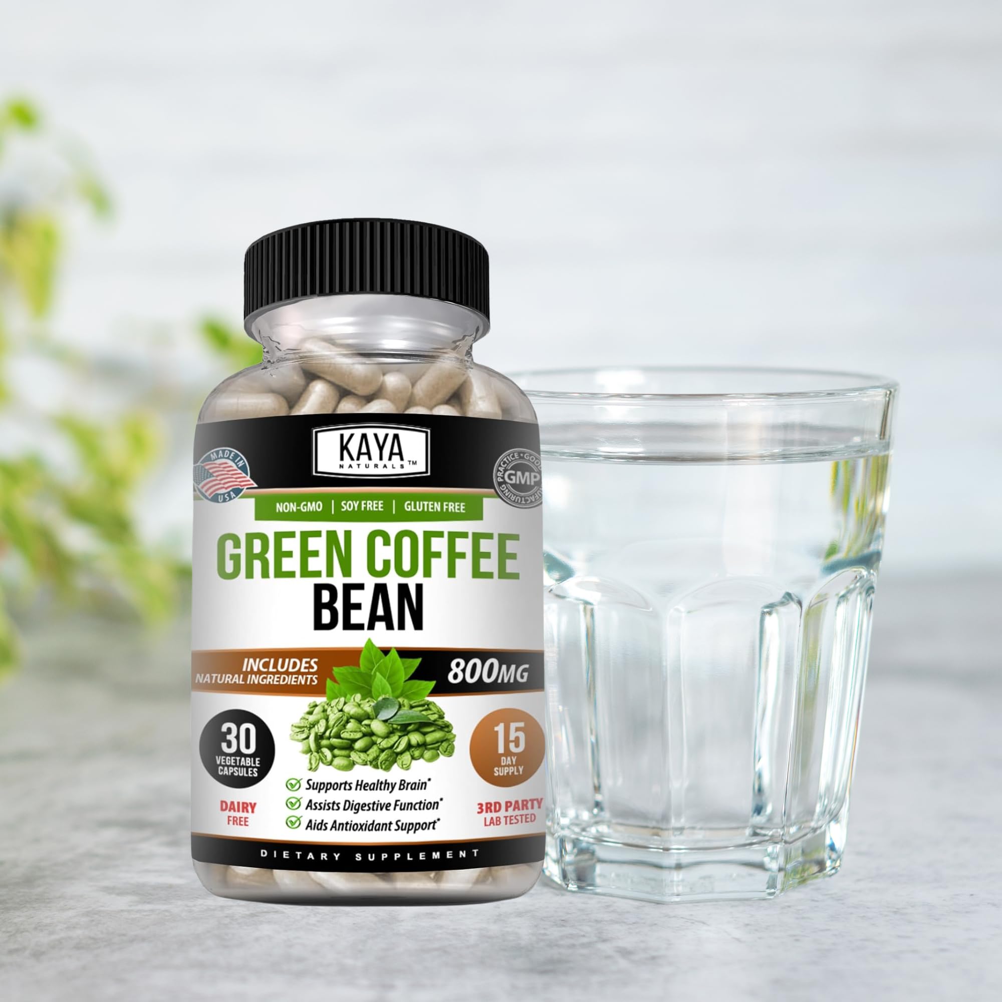 Kaya Naturals Green Coffee Bean Extract - Non-GMO, Gluten-Free Supplement (30 Count, Pack of 1)