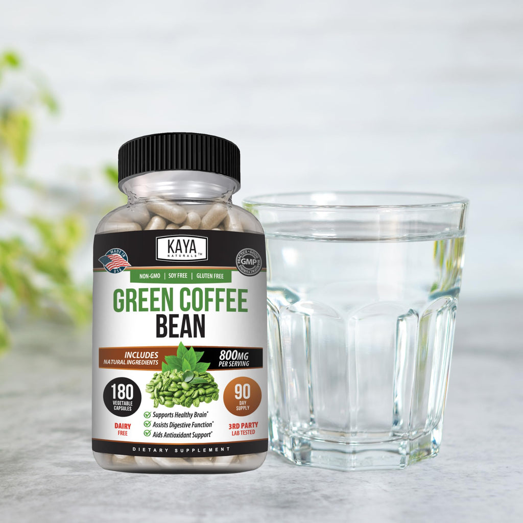 Kaya Naturals Green Coffee Bean Extract – Non-GMO, Gluten-Free Supplement 180 Count