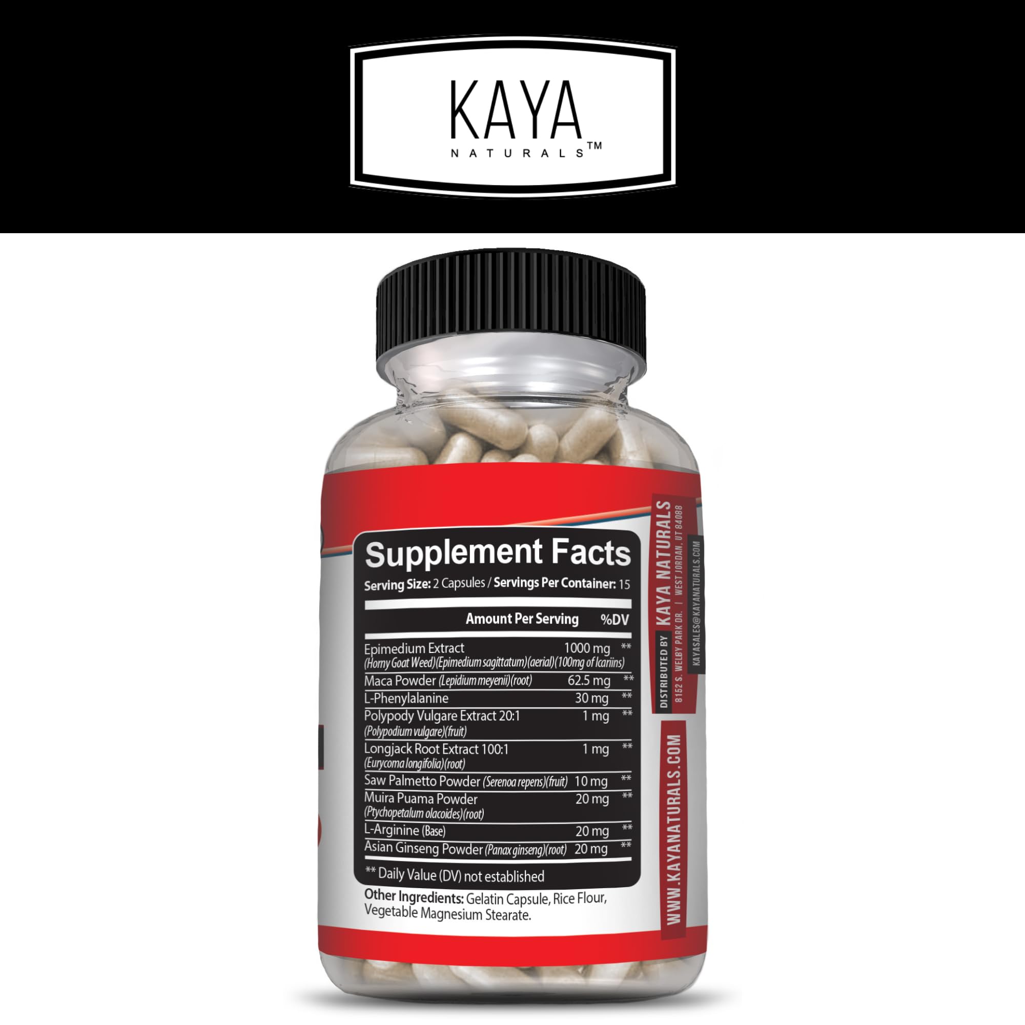 Kaya Naturals Horny Goat Weed with Maca, Saw Palmetto, Ginseng & Arginine – 60 Count