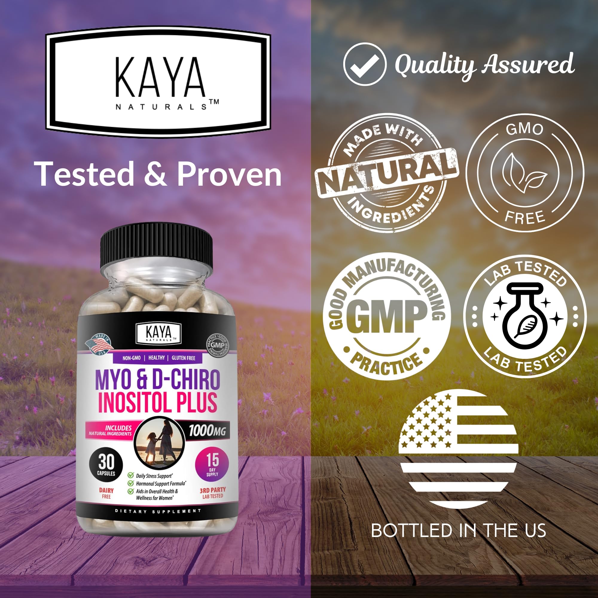 Kaya Naturals Myo & D-Chiro Inositol Plus for Women - Vitamin B8 30 Capsules