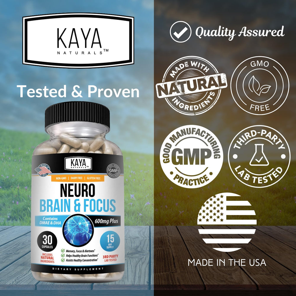 Kaya Naturals Neuro Brain Nootropic: Memory & Focus Capsule – 60 Capsules (Pack of 2)