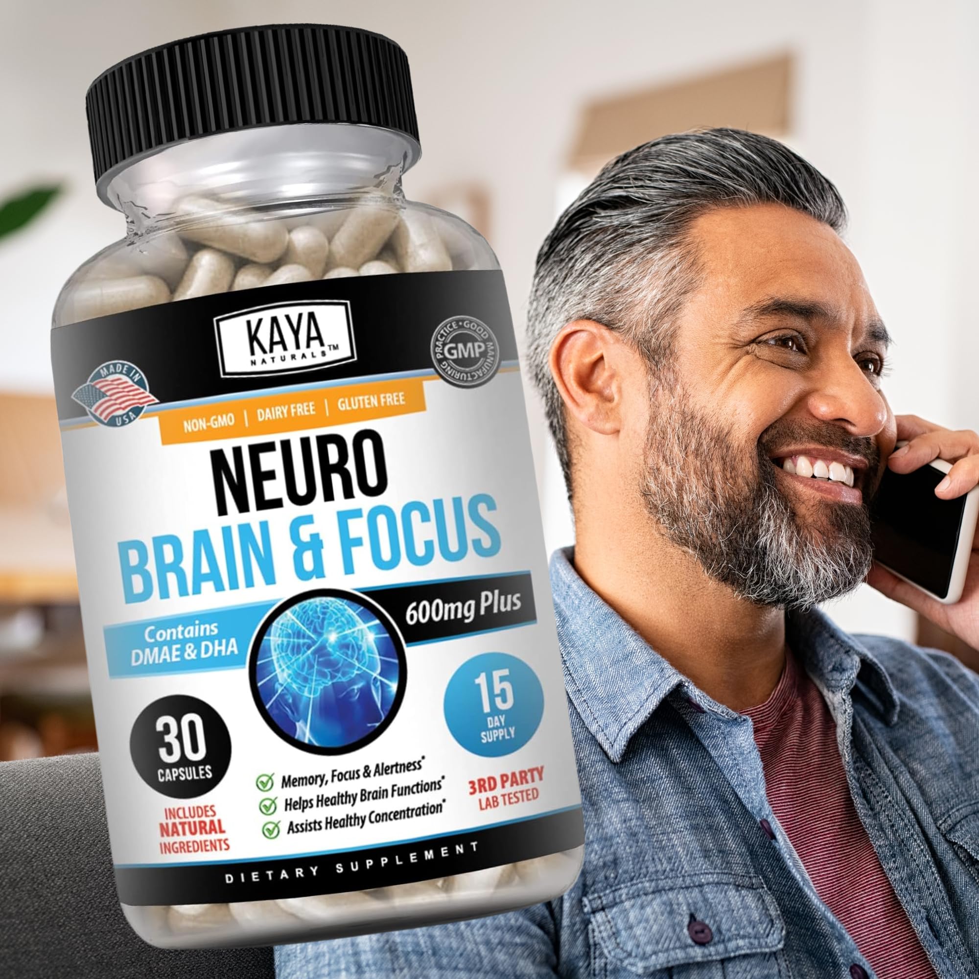 Kaya Naturals Neuro Brain Nootropic: Memory & Focus Capsule – 60 Capsules (Pack of 2)