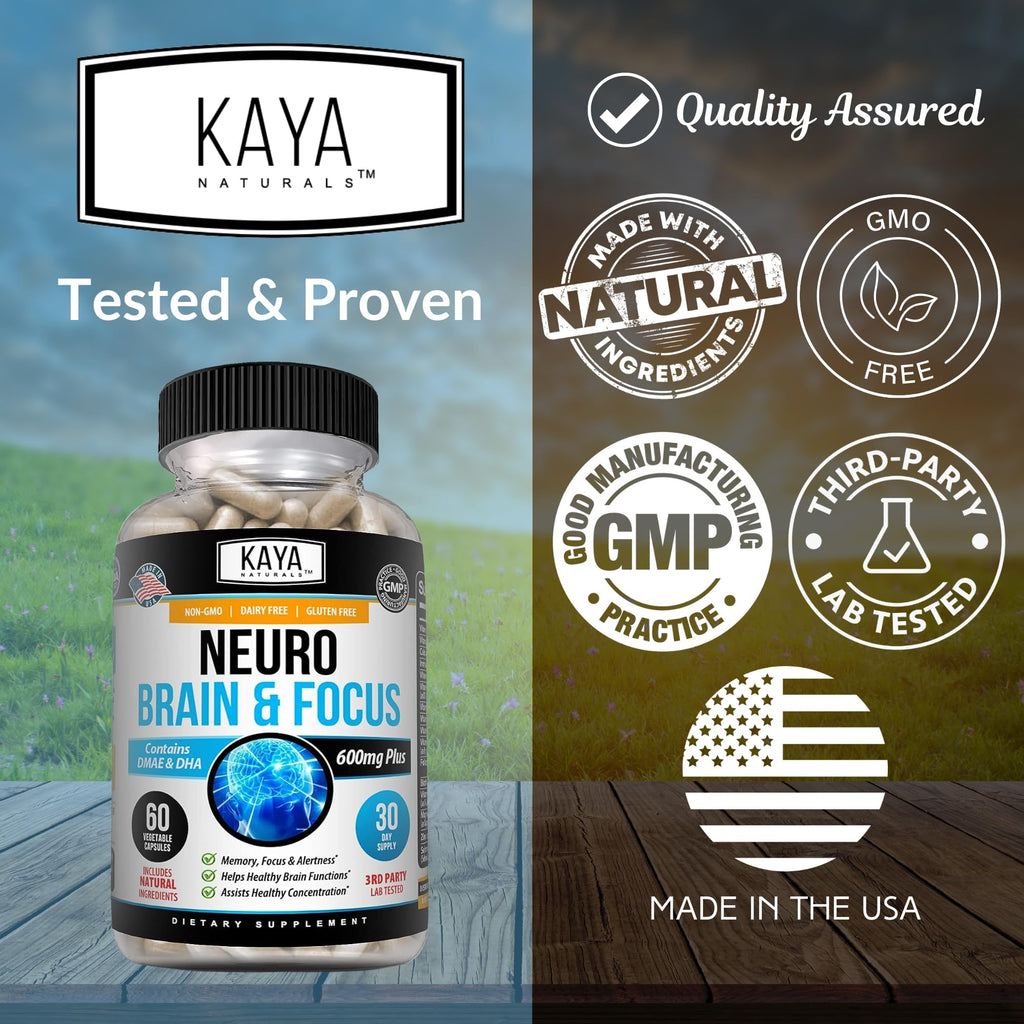 Kaya Naturals Neuro Brain – Nootropic Capsule for Memory & Focus (60 Count, Pack of 2)