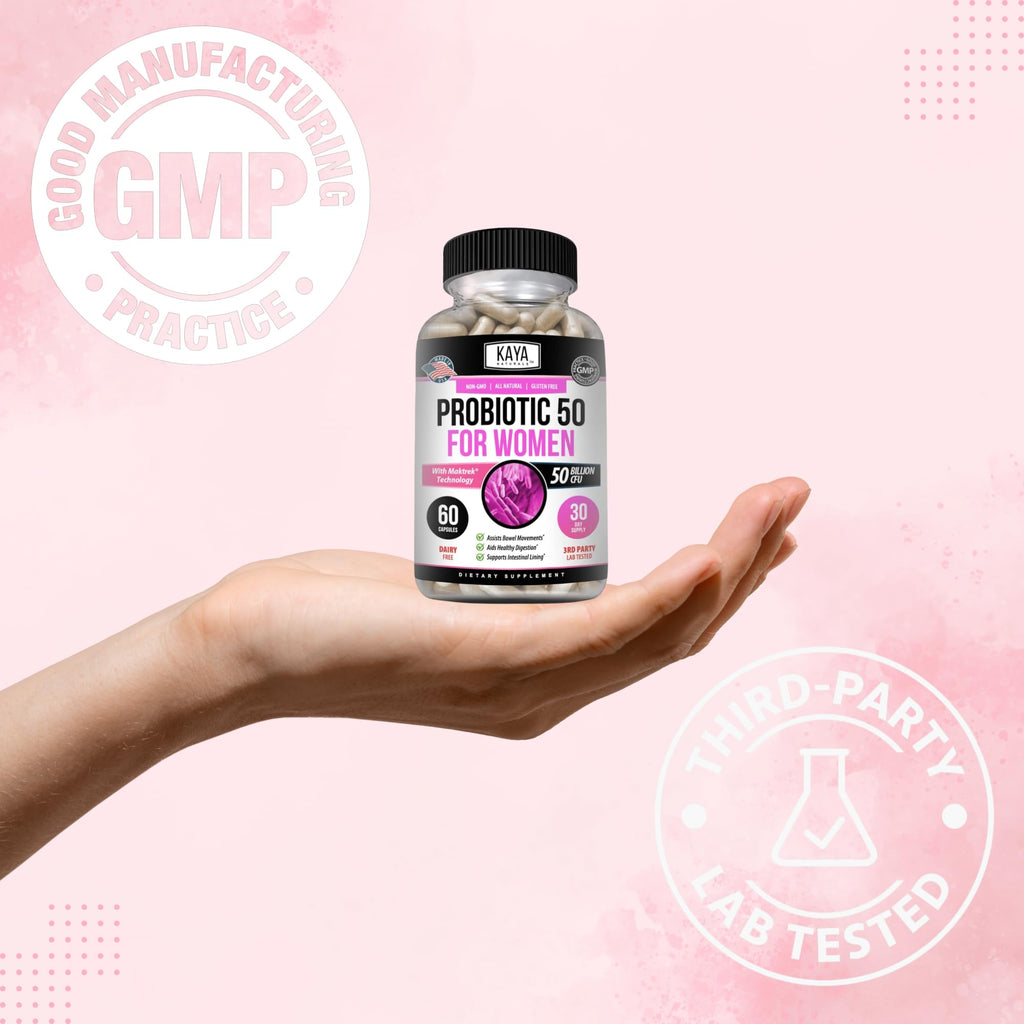 Kaya Naturals Probiotic 50 Billion CFU - Probiotics for Women, Men & Adults | Gut Health & Immune Support - 60 Veg Capsules