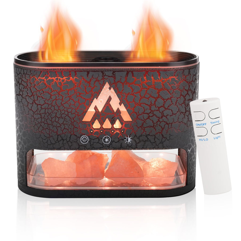 KCKJ Essential Oil Diffuser 250ML – Flame & Jellyfish Modes with Himalayan Pink Salt