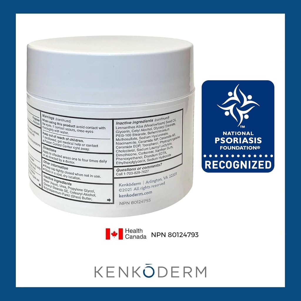 Kenkoderm Psoriasis Cream – 2% Salicylic Acid Fragrance-Free Moisturizer (10 oz) Pack of 4