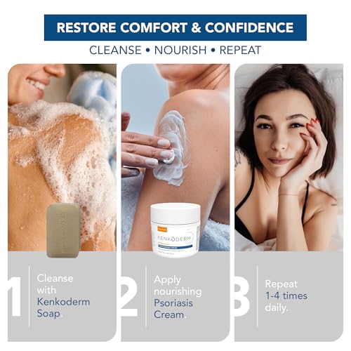 Kenkoderm Psoriasis Cream – 2% Salicylic Acid Fragrance-Free Moisturizer (10 oz) Pack of 4