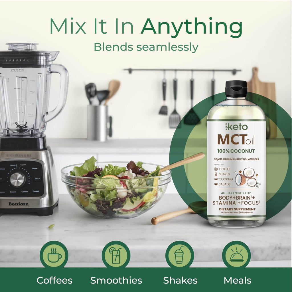 Keppi MCT Oil 32 oz – Flavorless C8 & C10, Palm-Oil Free