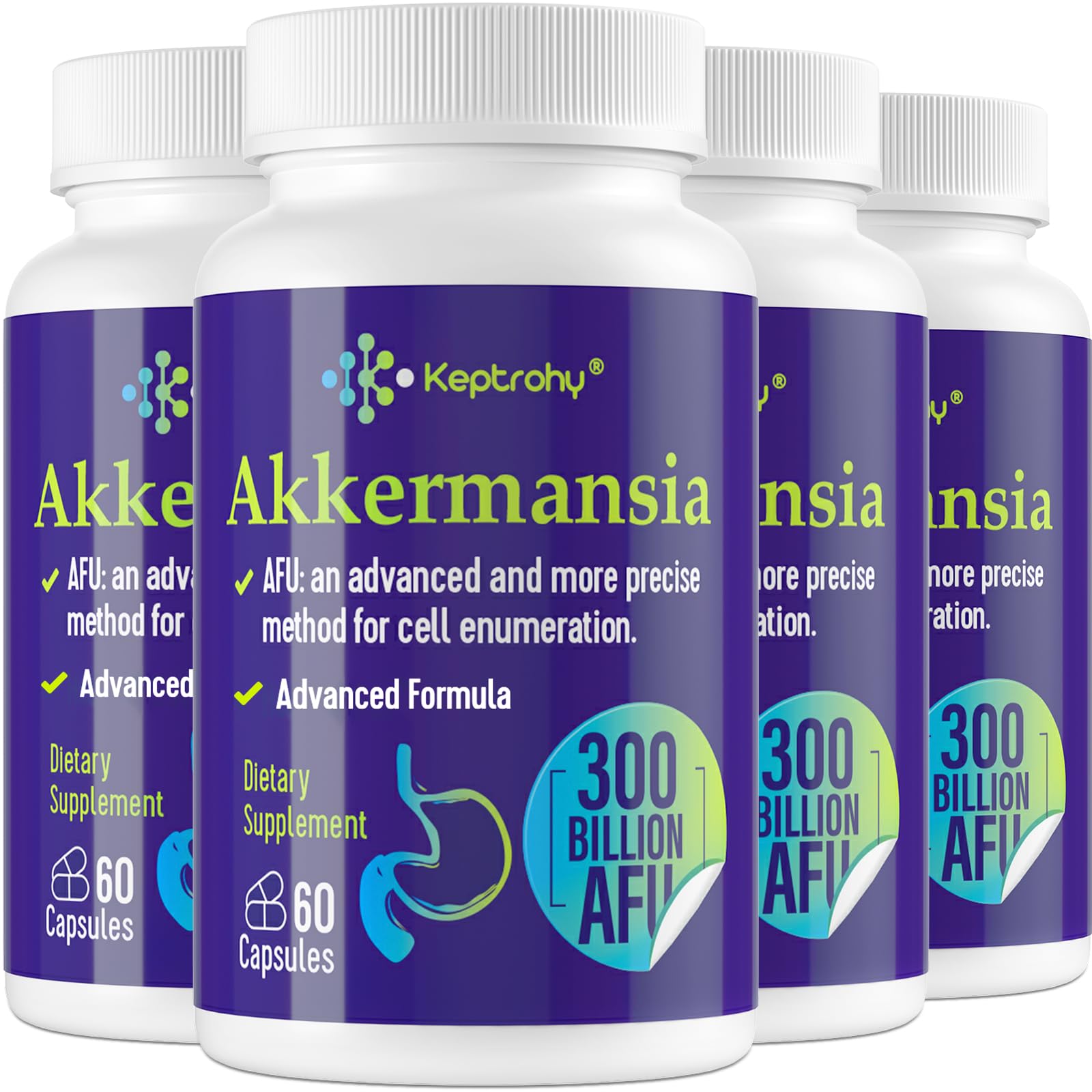 Keptrohy 300 Billion AFU Akkermansia Probiotic for Digestive Support – 60 Capsules