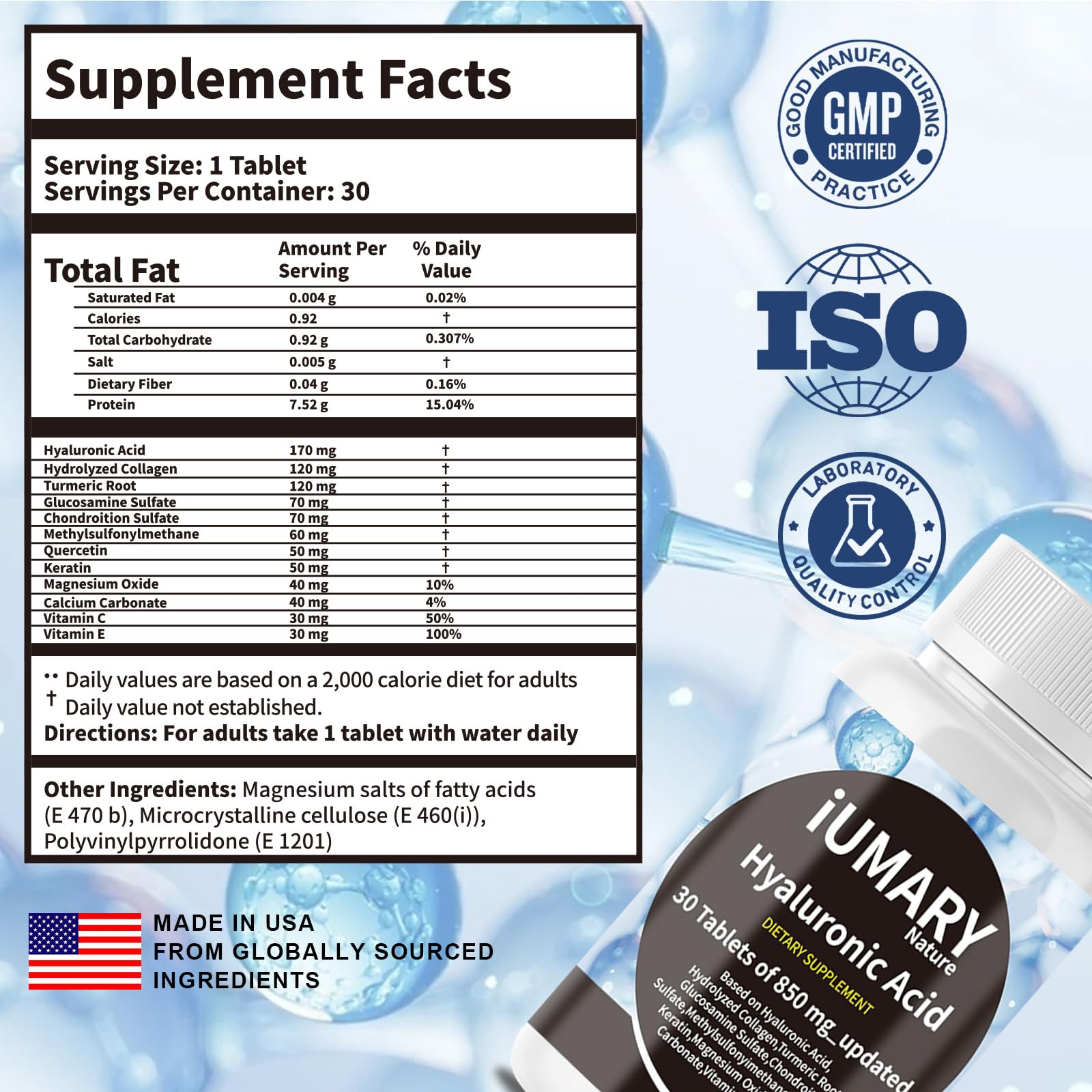 Keszciy Hyaluronic Acid 850mg Joint Support Capsules | Pack of 3 (90 Tablets)
