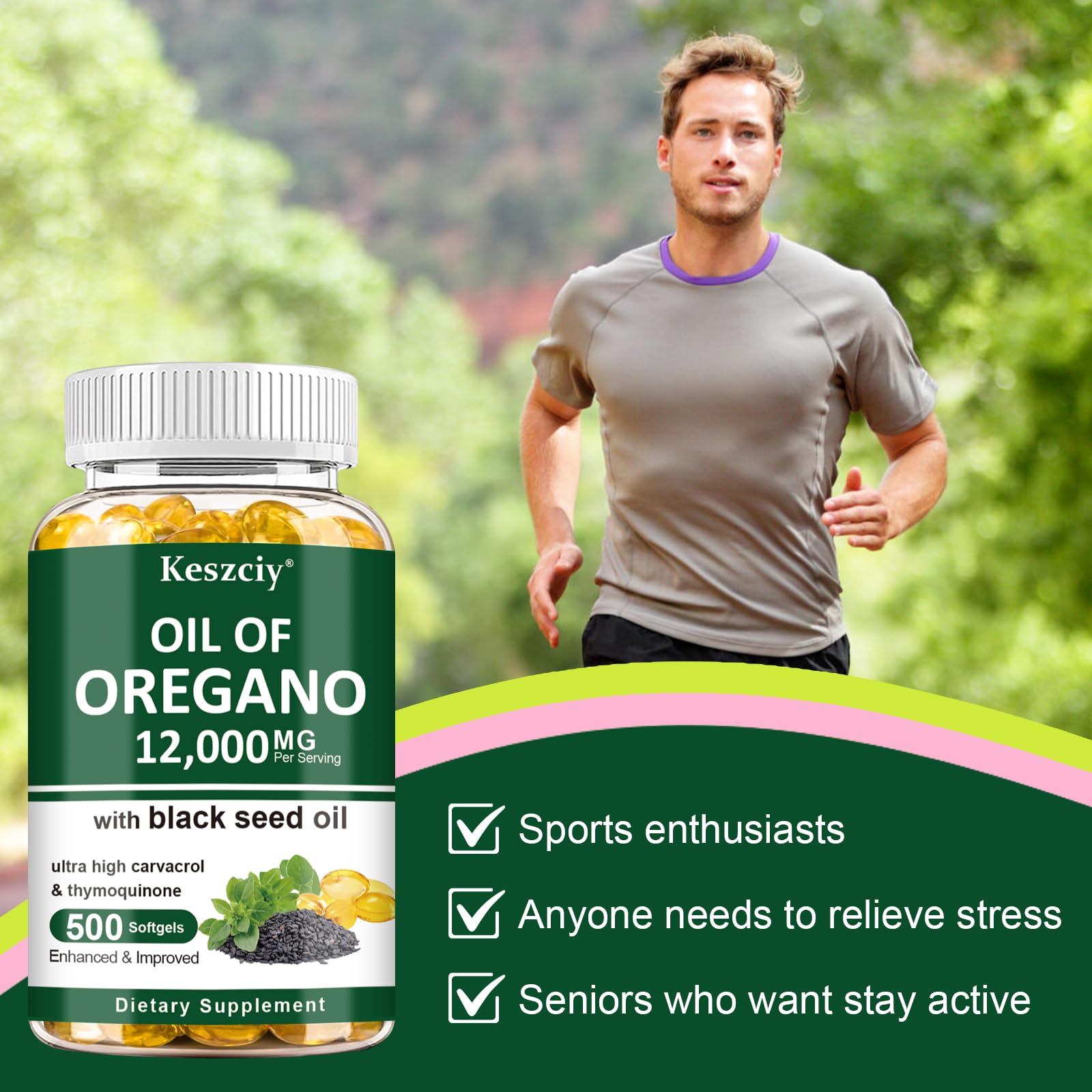 Keszciy 500 Softgels: Oregano & Black Seed Oil 2 in 1 Immune Support