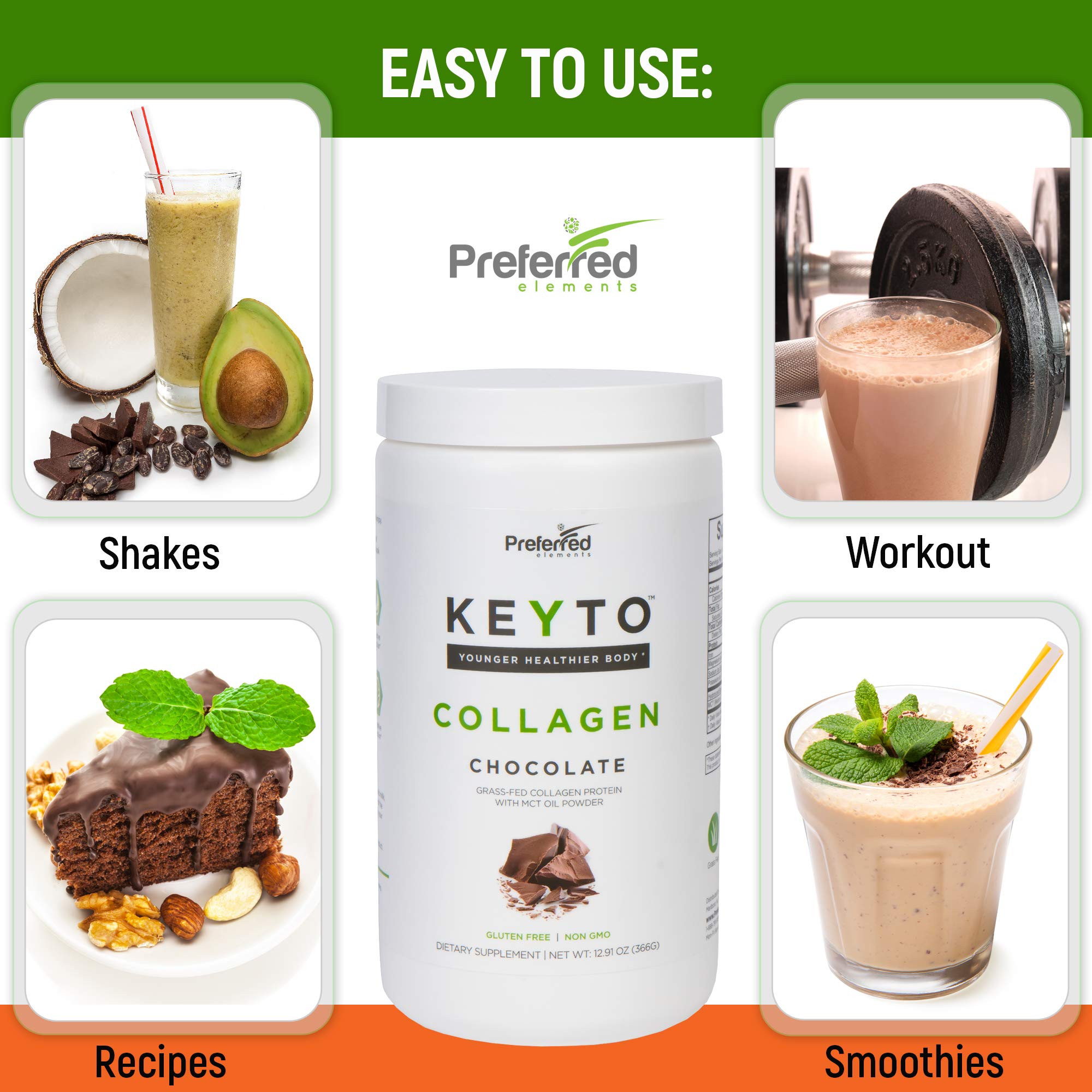 Keto Collagen Protein Powder with MCT Oil – KEYTO Chocolate Flavor