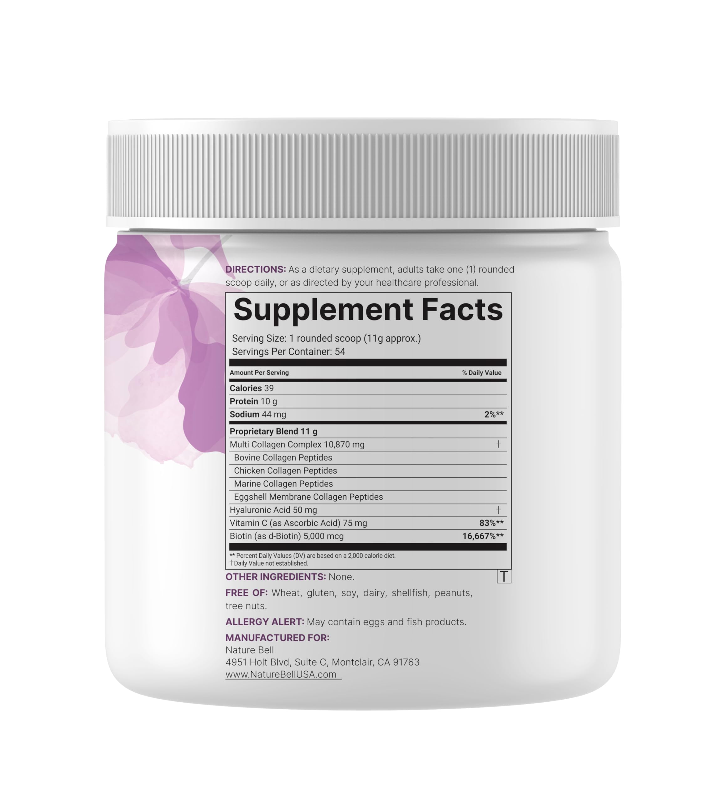 Multi Collagen Protein Powder 600g - 5 Types I/II/III/V/X, Biotin & Vitamin C