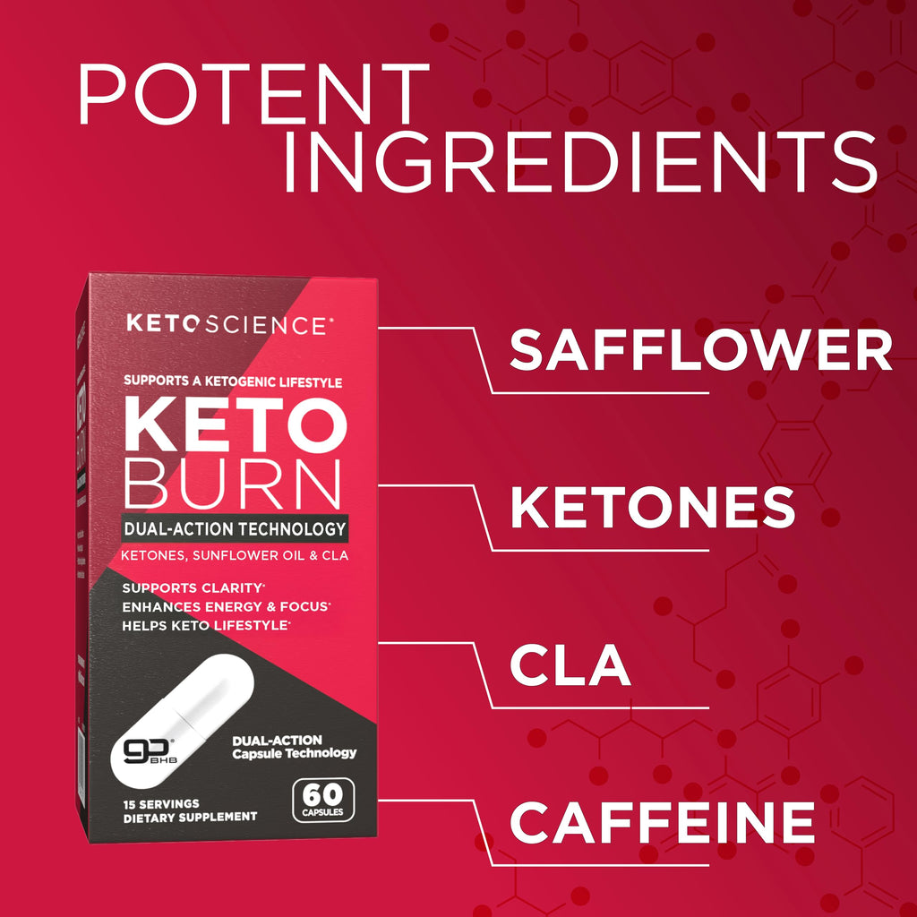 Keto Science Keto Burn Capsules | Exogenous Ketones (BHB) + EGCG for Ketosis, Energy & Focus | 60 Capsules