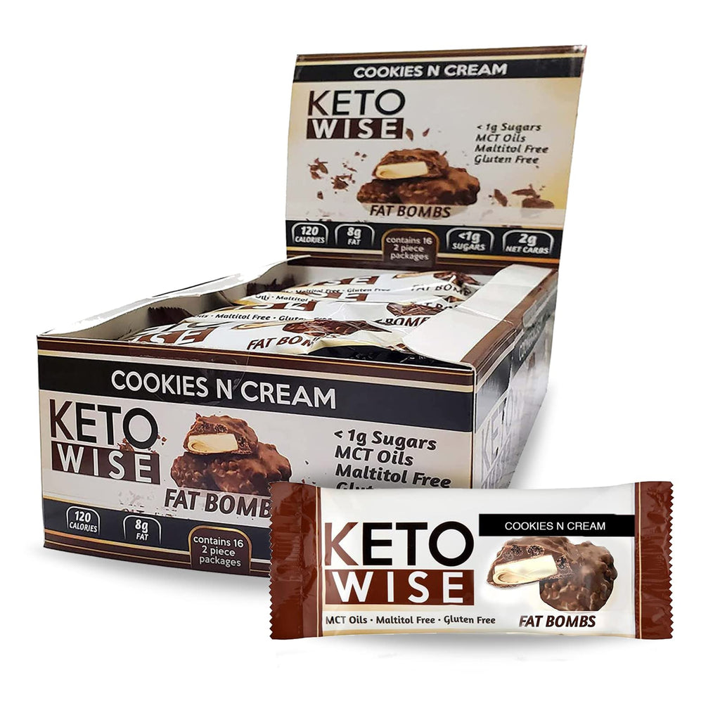 Keto Wise Fat Bombs Cookies N Cream – 16 Count (Pack of 1) | Low-Carb Ketogenic Snack