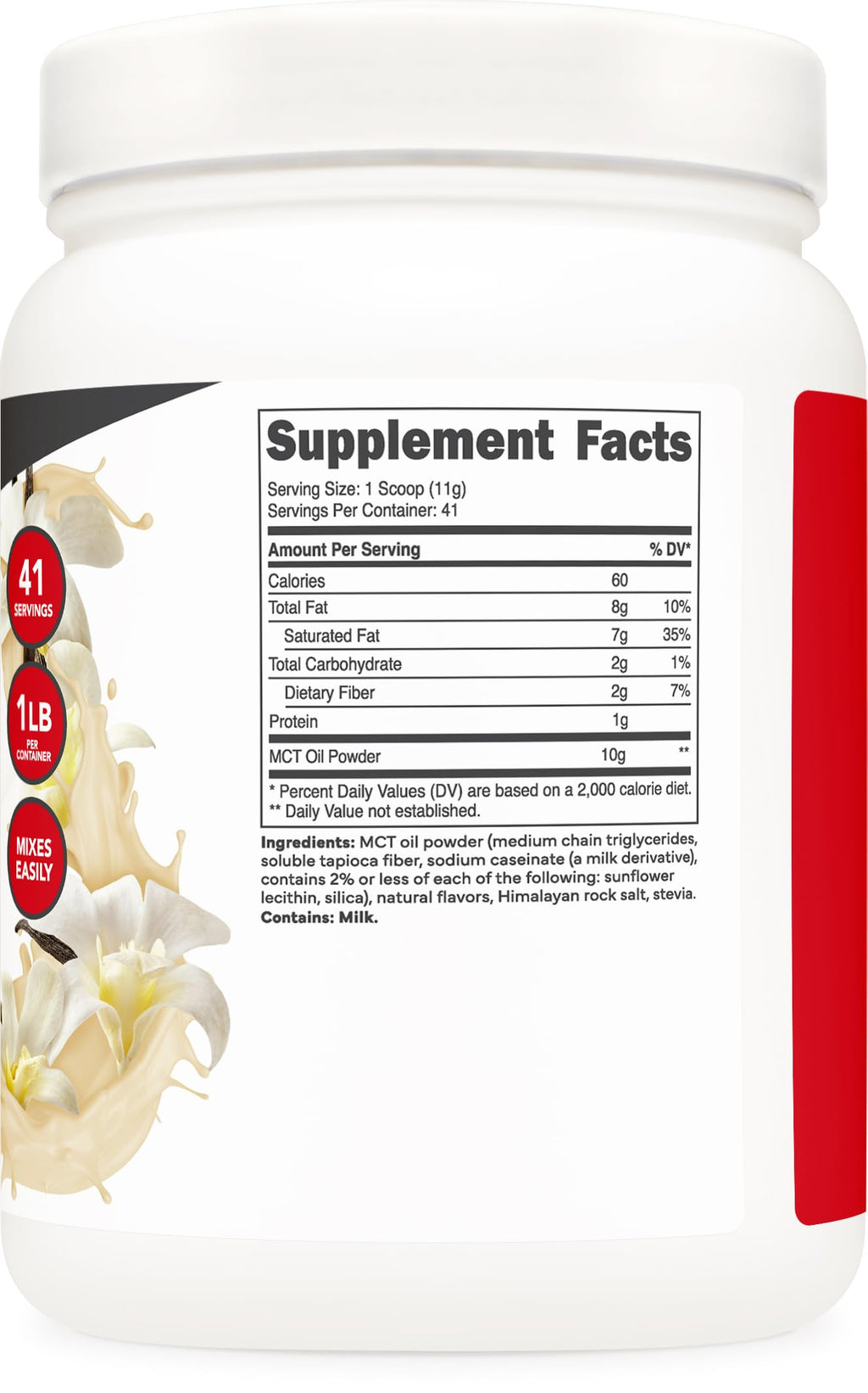 Ketologic MCT Oil Powder Hazelnut Cream (1 lb) – Keto Coffee Creamer & Energy | 41 Servings