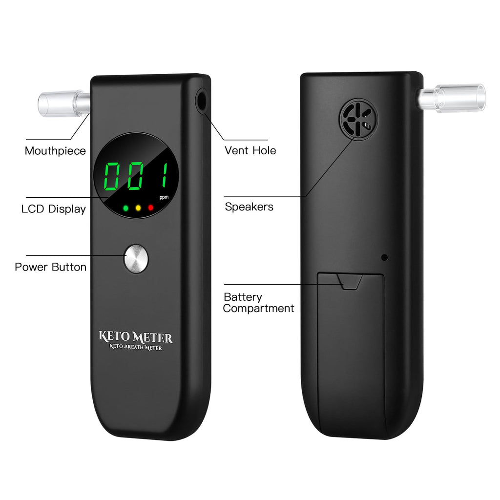 Ketone Breath Home Monitor — Portable Ketosis Meter & Tester (10 Mouthpieces)