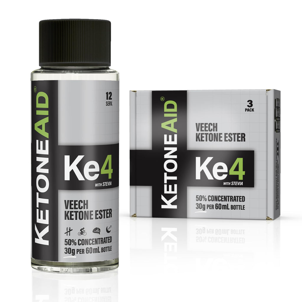 KetoneAid KE4 Ketone Ester Concentrate | 12 Servings per Bottle, 3-Pack | No Sugar, No Caffeine, Made in USA