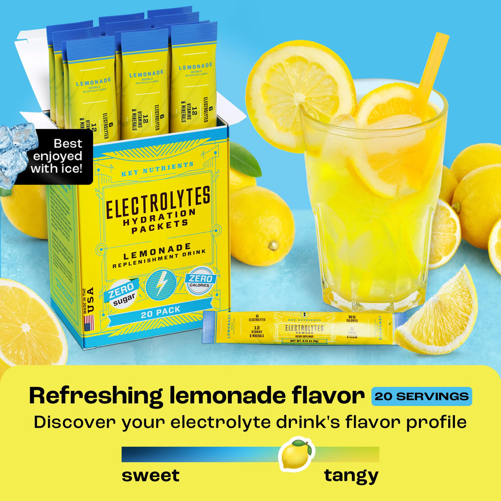 KEY NUTRIENTS Electrolytes Powder Packets 20 Pack - No Sugar Lemonade
