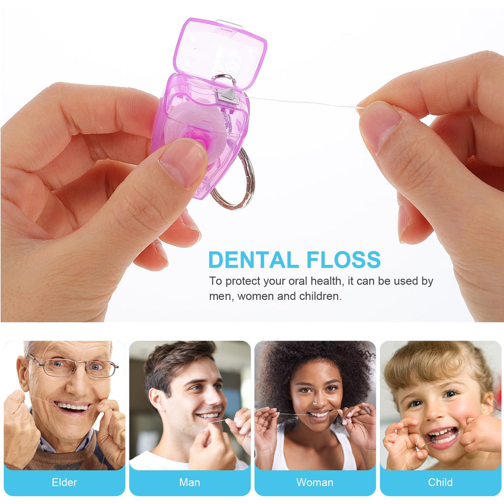 4pcs Keychain Dental Floss with Ultra Thin Wire – Random Color | Freshen Breath & Remove Plaque