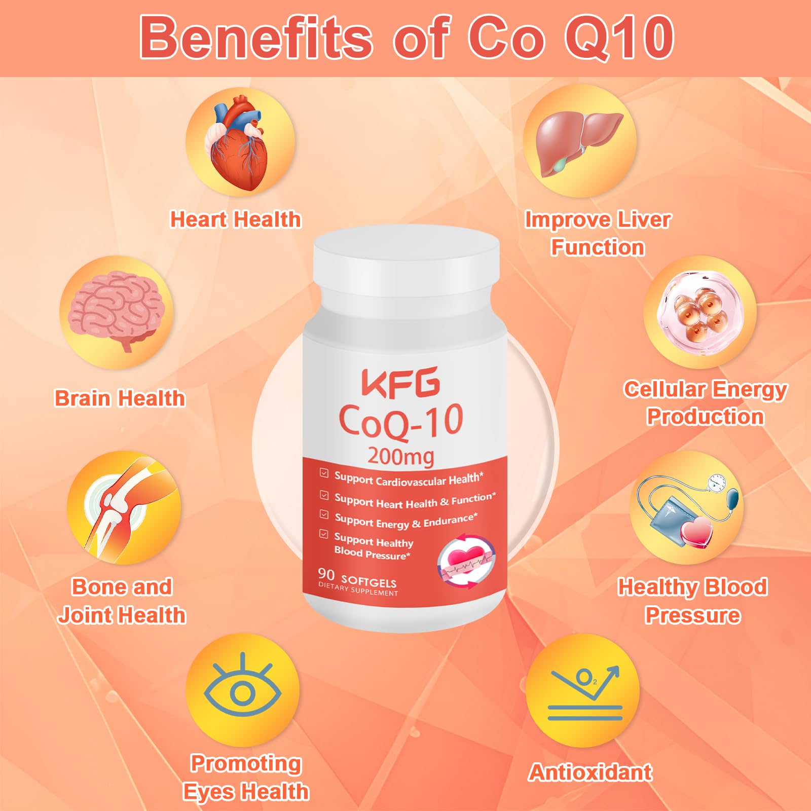 KFG CoQ10 200mg Softgels - Heart, Brain & Immune Support | Gluten Free