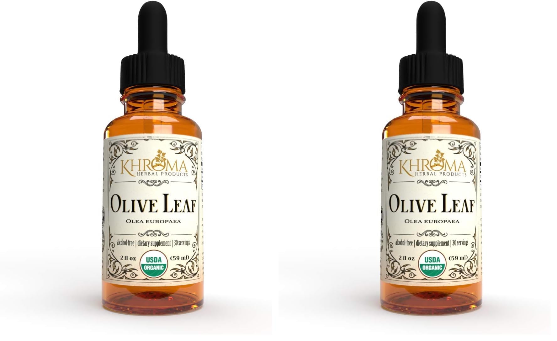 Khroma Organic Olive Leaf Liquid 2 oz – Pack of 2 | 30 Servings | Alcohol-Free