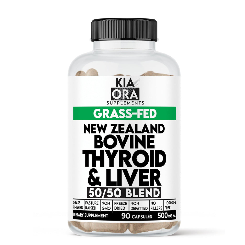 KIA ORA Grass-Fed Bovine Thyroid with Liver Supplement | 90 Capsules | NZ Sourced