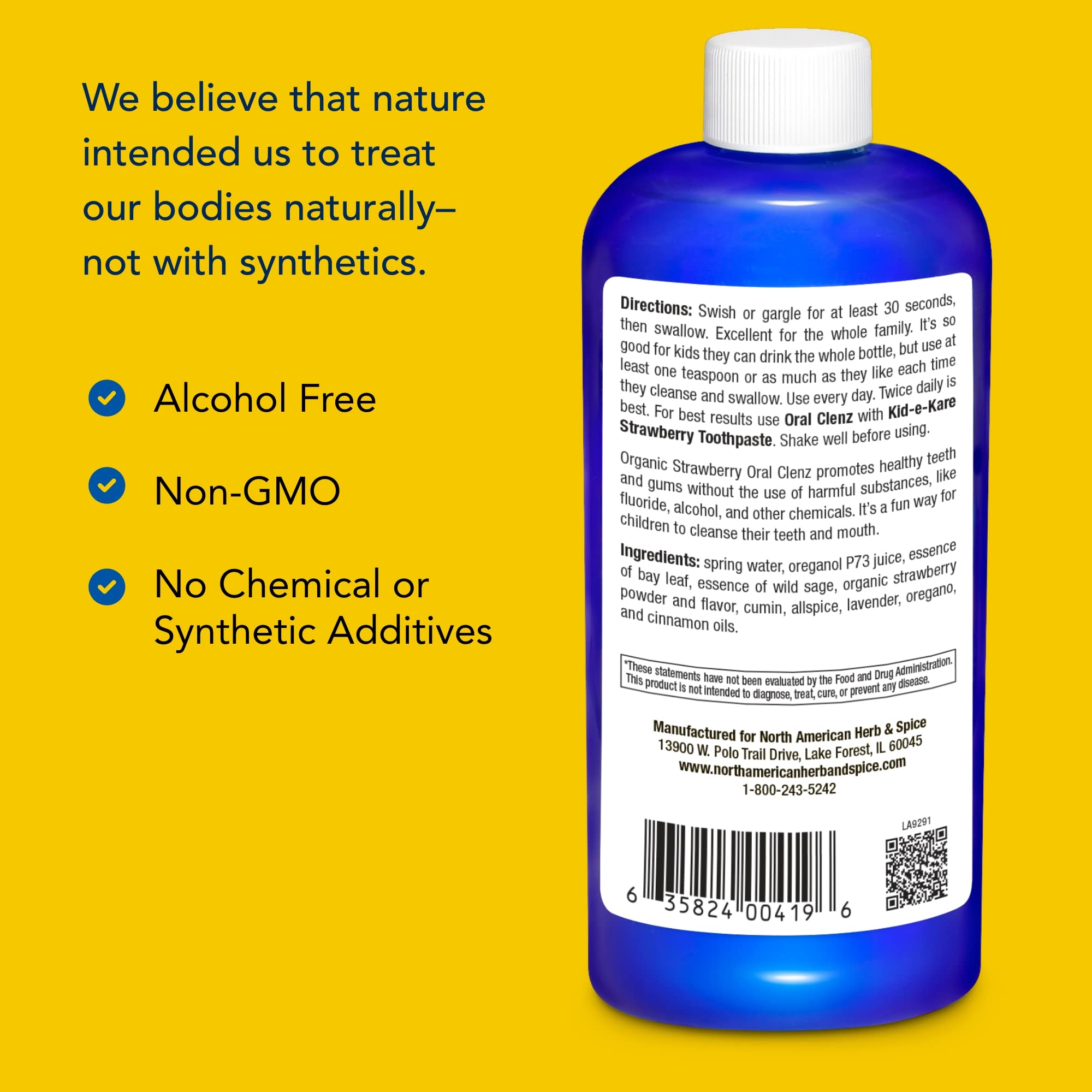 Kid-e-kare Strawberry Oral Clenz – All-Natural Kids Mouthwash | Safe to Swallow