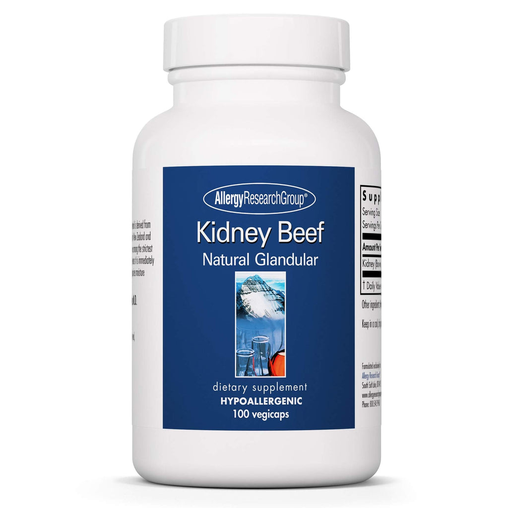 Allergy Research Group Kidney Beef Supplement - Natural Glandular, Freeze-Dried, 100 Count