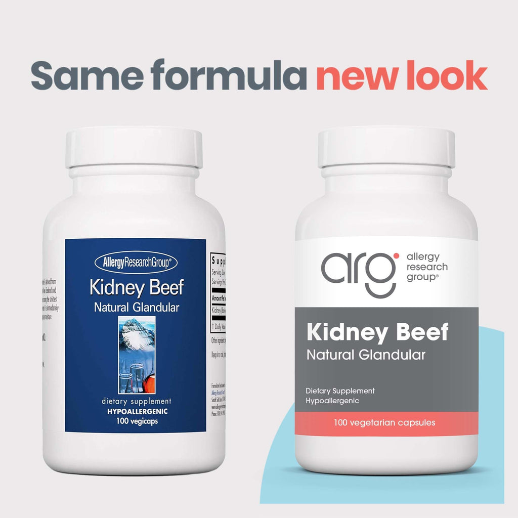 Allergy Research Group Kidney Beef Supplement - Natural Glandular, Freeze-Dried, 100 Count
