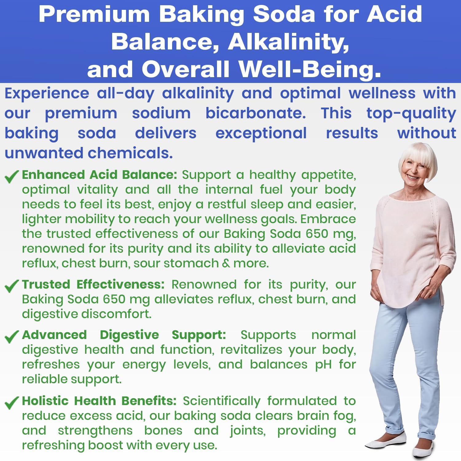 Kidney Restore Natural Baking Soda Capsules 650 mg – Aluminum-Free Sodium Bicarbonate