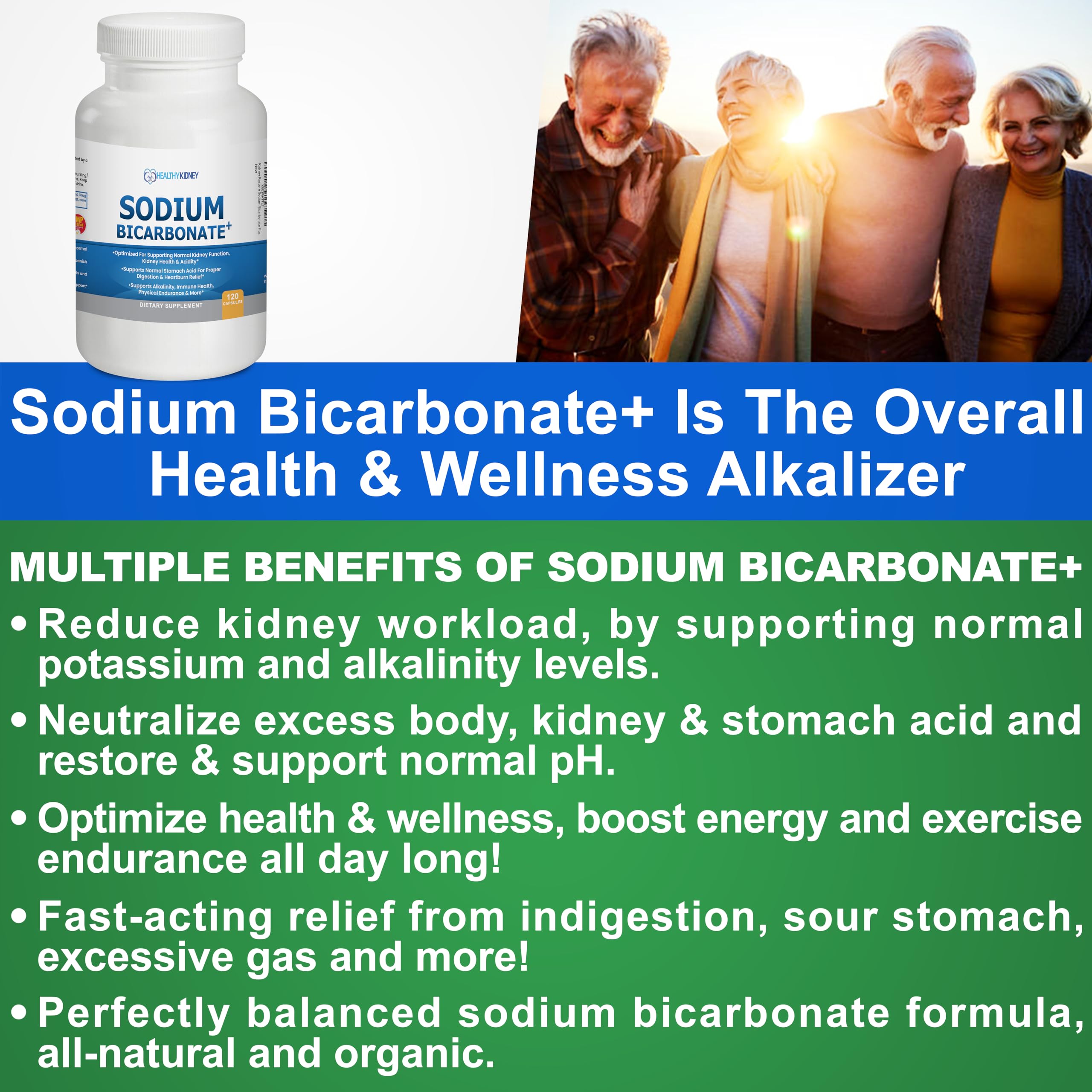 Organic Sodium Bicarbonate 650 mg Capsules | Kidney Restore – Alkaline Support & Fast-Acting Antacid