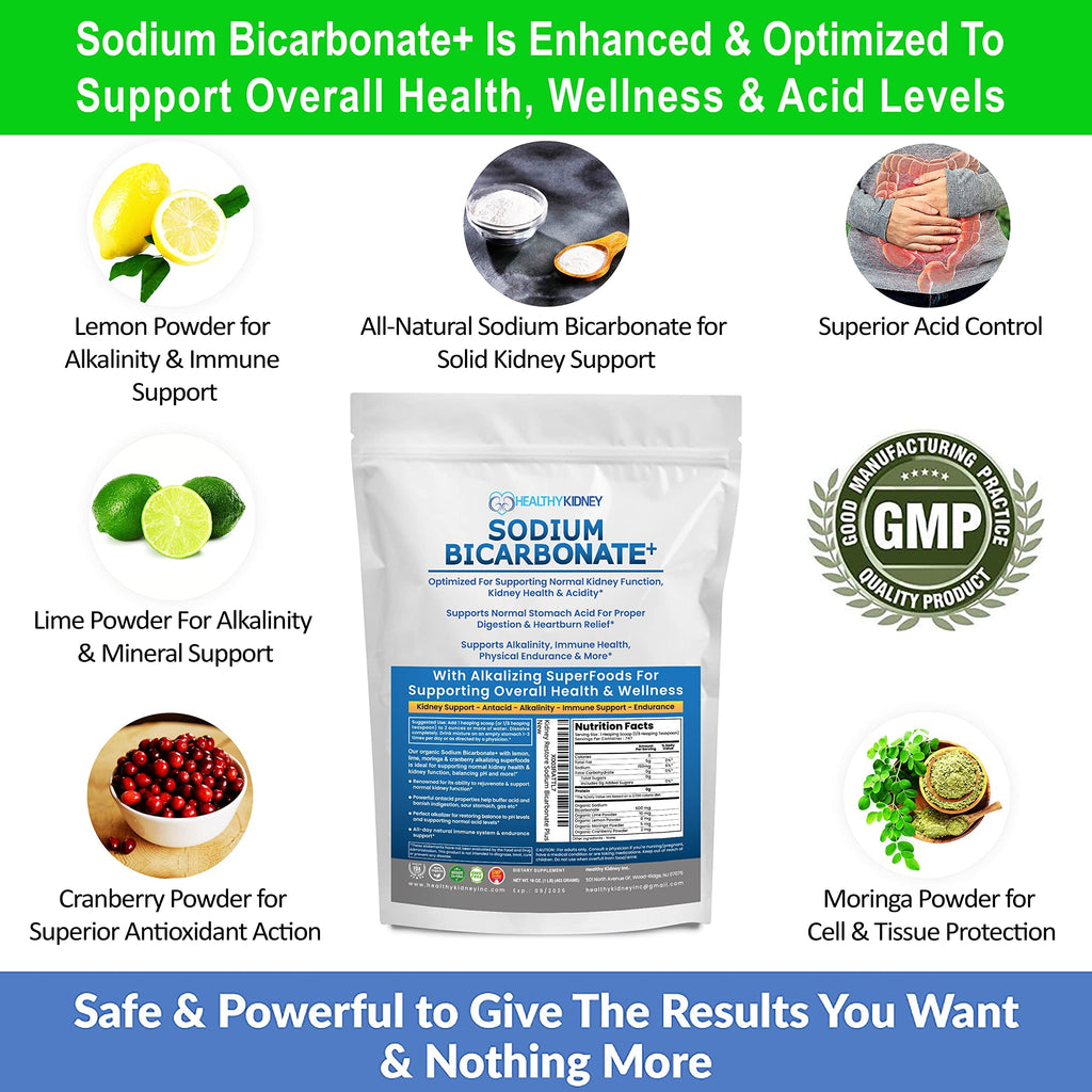 Kidney Restore Organic Sodium Bicarbonate Alkaline Supplement – Kidney Support & Stomach Neutralizer (1.5 lb)