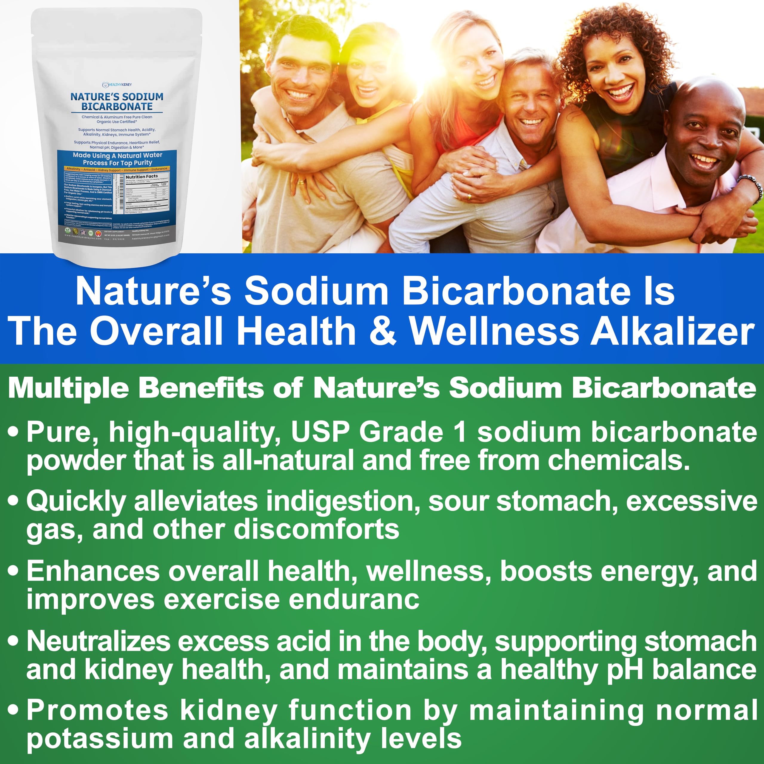 Kidney Restore Nature’s Sodium Bicarbonate — Aluminum-Free Organic Baking Soda