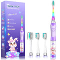 Kids Electric Toothbrush with Timer - Rainbow LED Rabbit Purple (Ages 2-12)