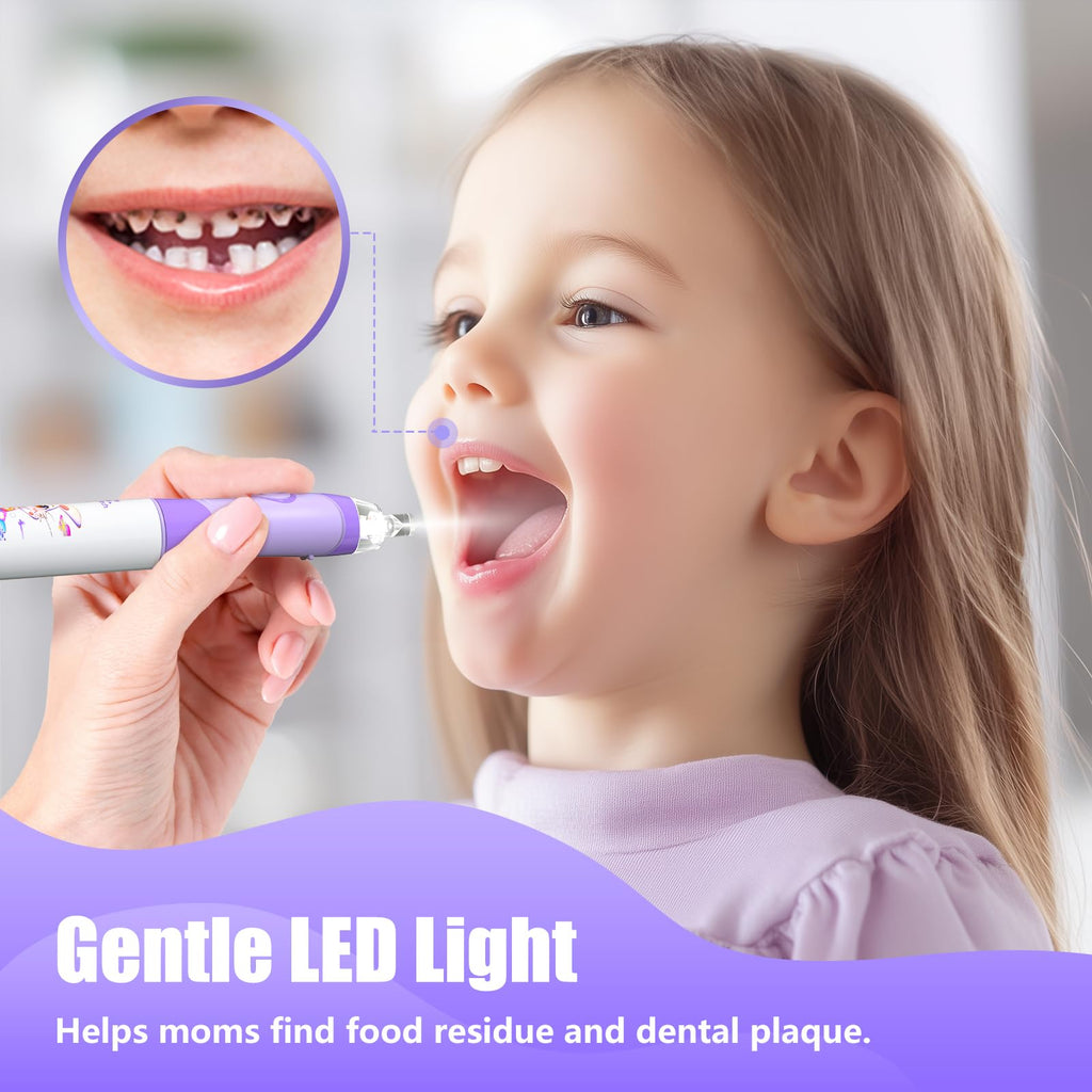 Kids Electric Toothbrush with Timer - Rainbow LED Rabbit Purple (Ages 2-12)