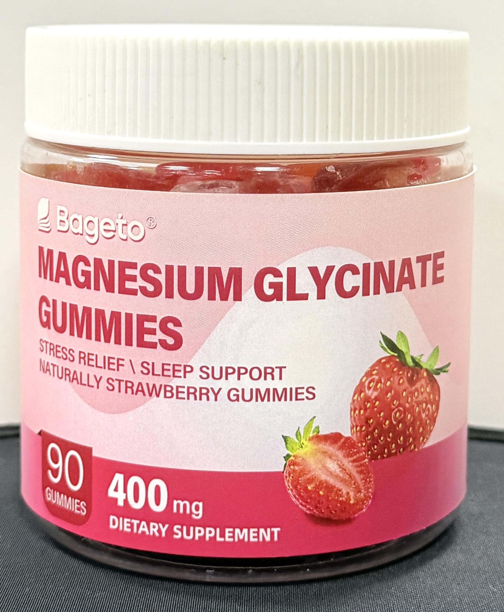 Magnesium Glycinate Gummies Sugar Free 90 Count | 400mg Mg + 200mg L-Threonate, Ashwagandha, Vitamin D, B6, B12 | Sleep & Stress Support | Strawberry