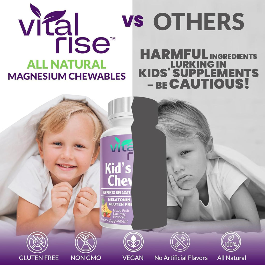 Kids Magnesium Chewable Tablets – Sugar-Free, Melatonin-Free Calm & Focus Support (60 Count)