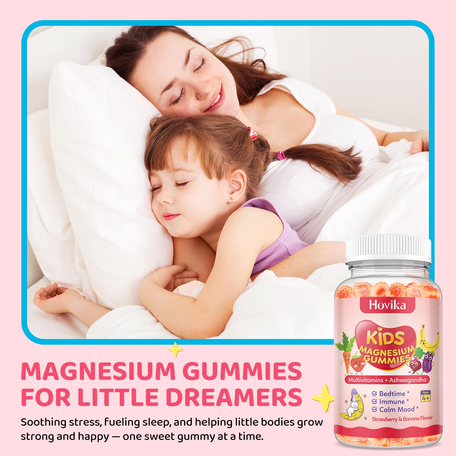 Kids Magnesium Gummies with L-Theanine & Multivitamins – Sleep, Calm & Focus (Strawberry Banana)