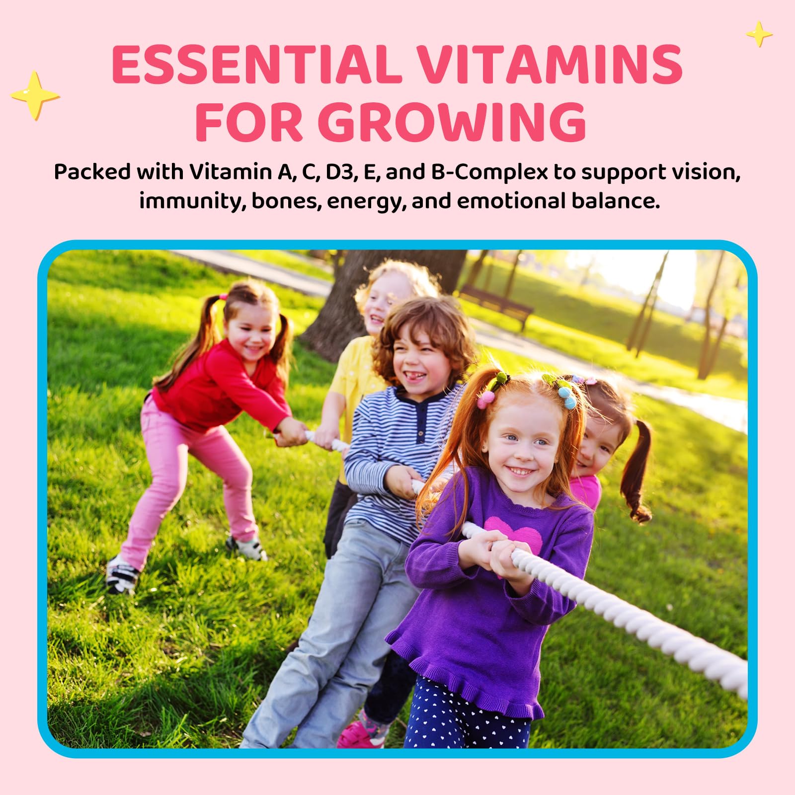 Kids Magnesium Gummies with L-Theanine & Multivitamins – Sleep, Calm & Focus (Strawberry Banana)