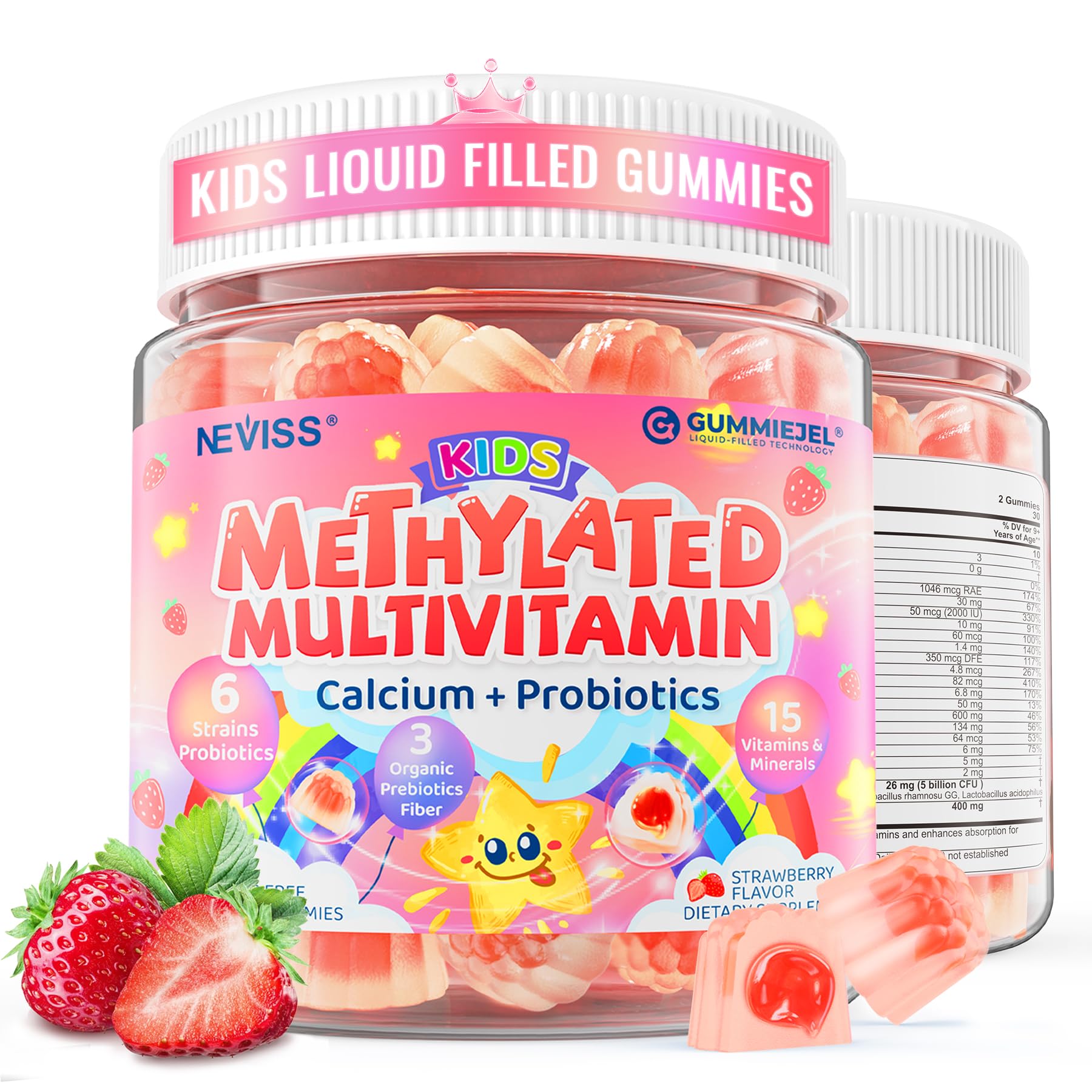 Kids Multivitamin Gummies with Calcium, Probiotics & D3 – 60 Ct
