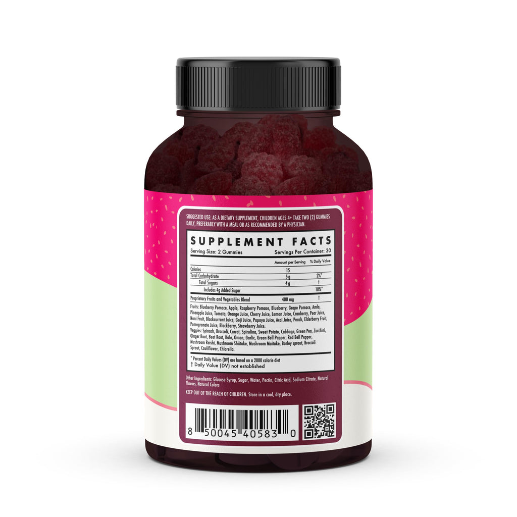 The Wellness Company Kids' Naturals Fruits & Veggies Gummies – Daily Nutrition Support | 60ct (1 Month Supply)
