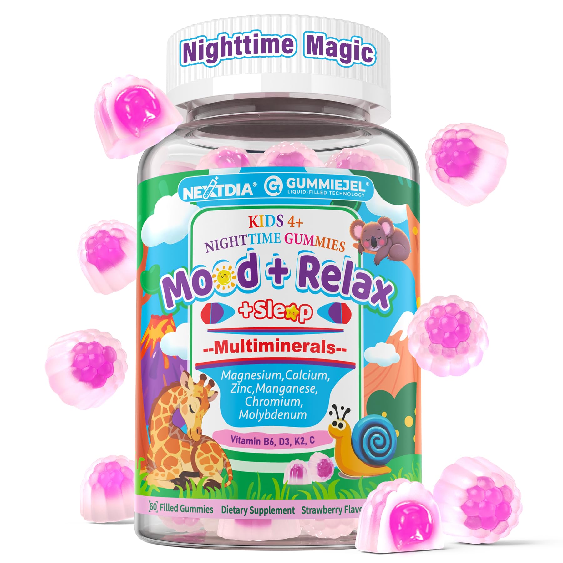 Kids Nighttime Multimineral Gummies – Magnesium, Calcium, Zinc + D3 K2 | No Melatonin