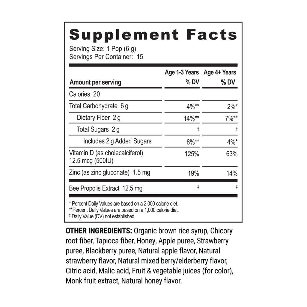 Kids Throat Soothing Lollipops by Beekeeper's Naturals — Doctor Formulated Immune Support, Vitamin D & Honey, 15 ct